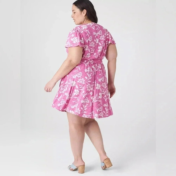 Lane Bryant Cabo Flower Flutter-Sleeve V-Neck Knit Swing Dress Plus Size 14/16 - Picture 3 of 13